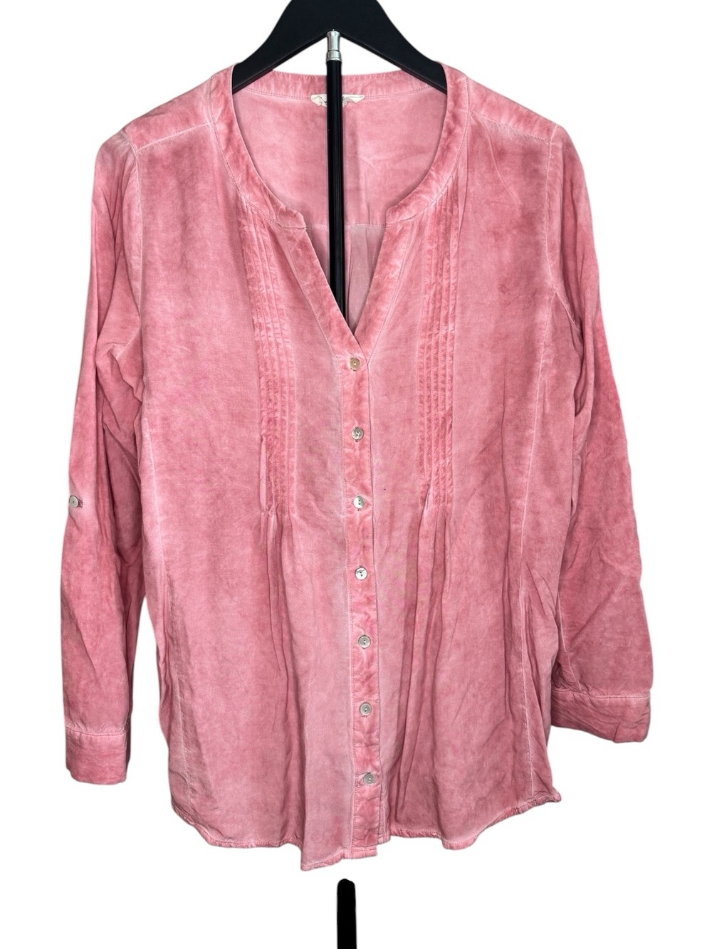 Jane and Delancey Dusty Pink Button-Front Tunic Shirt